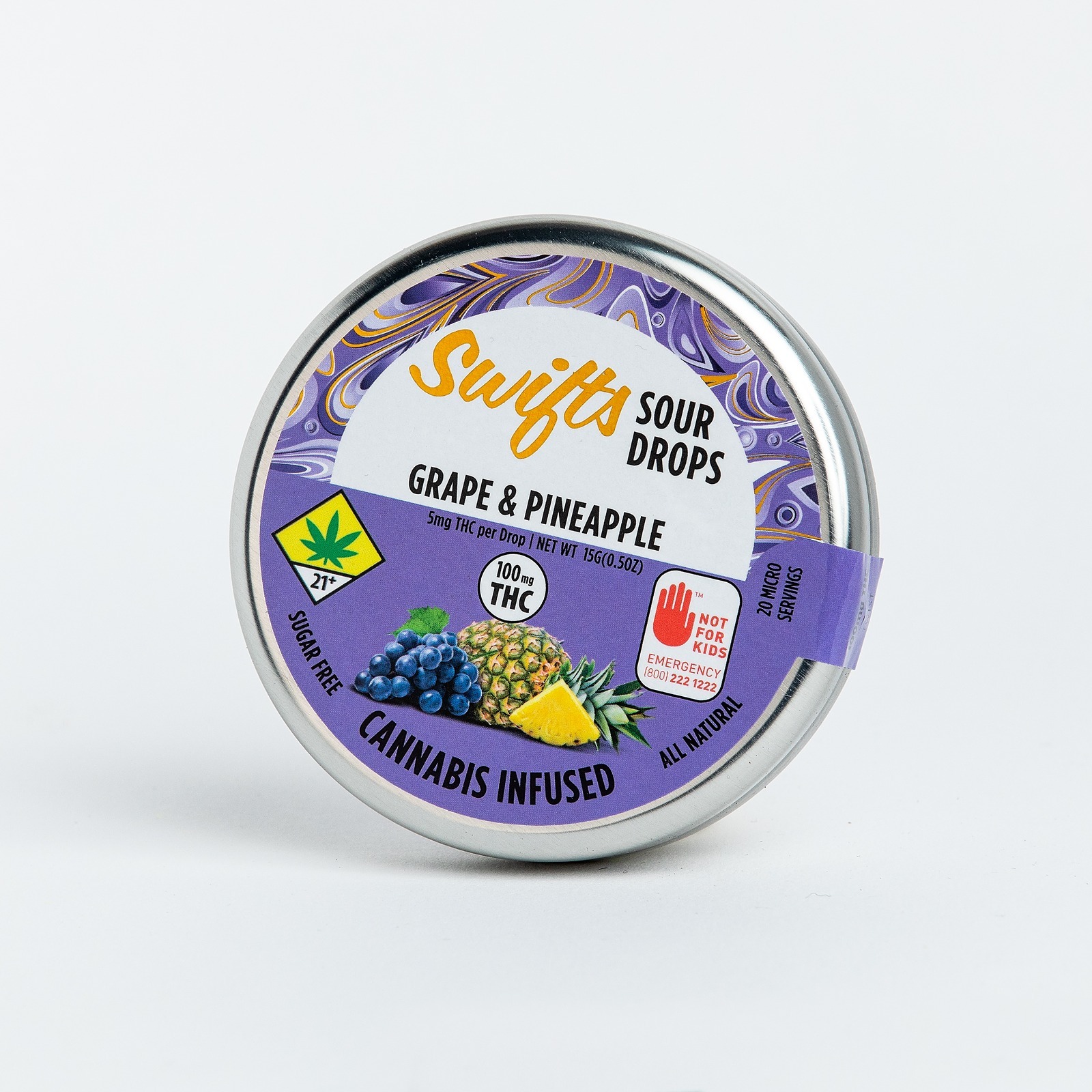 Grape and Pineapple Sour Drops (THC) 100mg 20-pack - Edibles