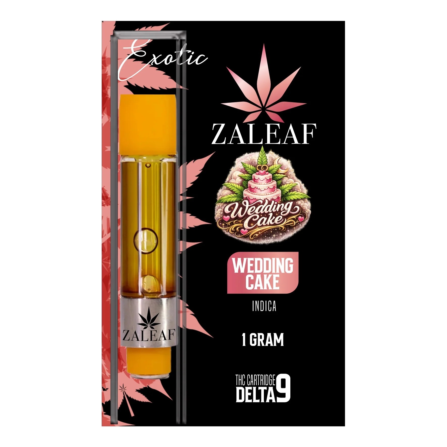 ZALEAF Delta-9 Vape Cartridge – 1G Premium THC Wedding Cake - Indica - Cartridges