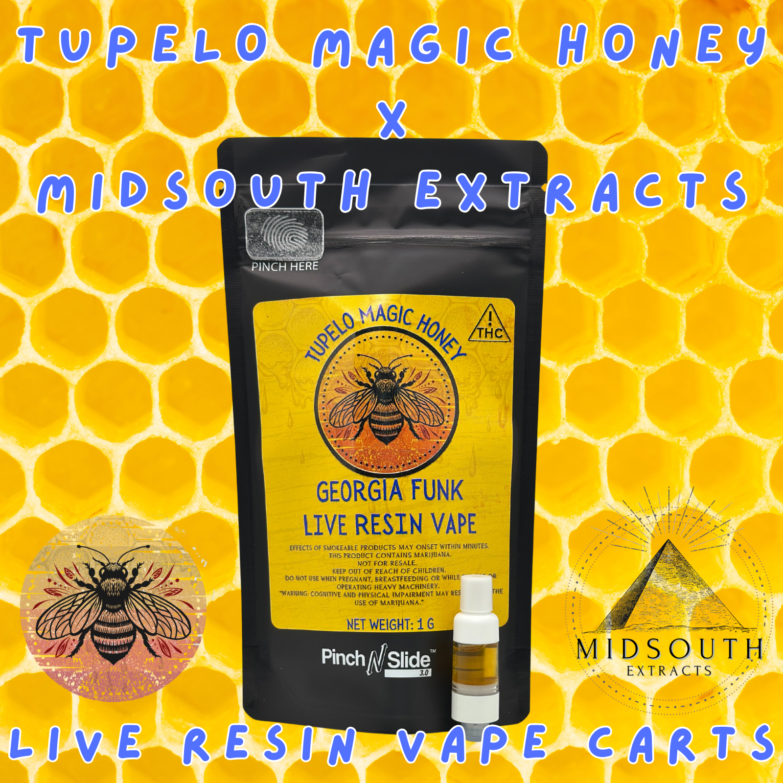 Georgia Funk - Tupelo Magic Honey x MidSouth Extracts - Live Resin - Vape Cart - 1g - Cartridges