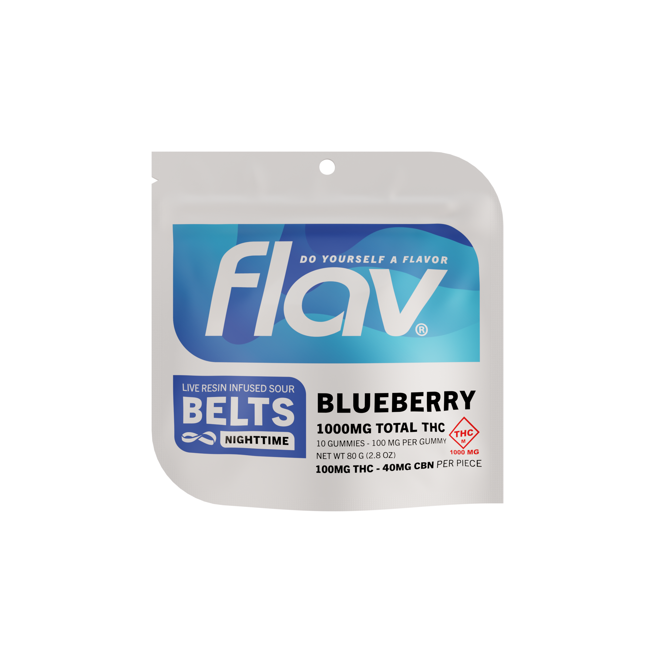 Live Resin Blueberry Nighttime Belts - CBN - 1000mg - Edibles