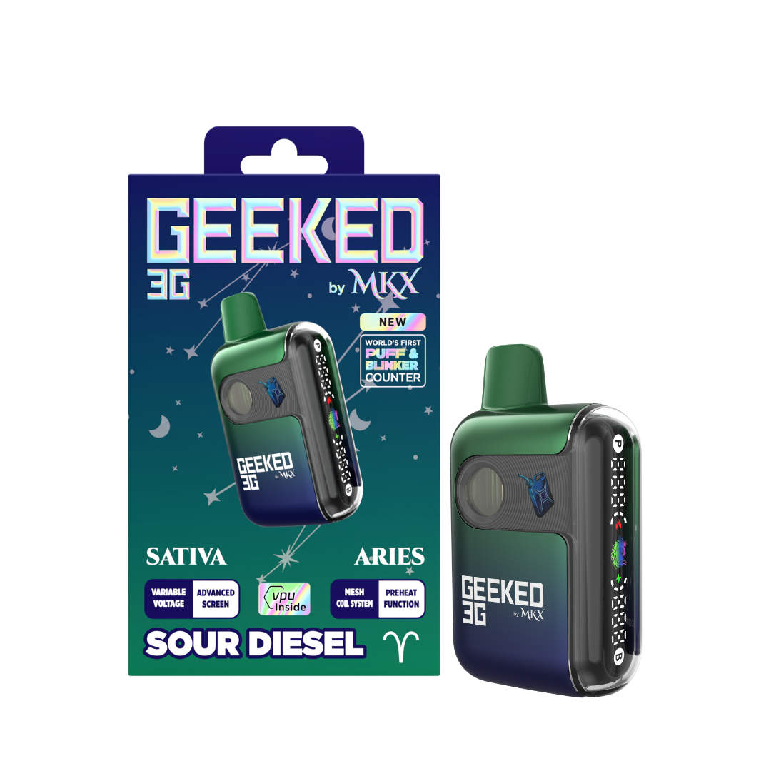 Geeked By MKX - 3g Disposable - Sour Diesel - Sativa - Cartridges