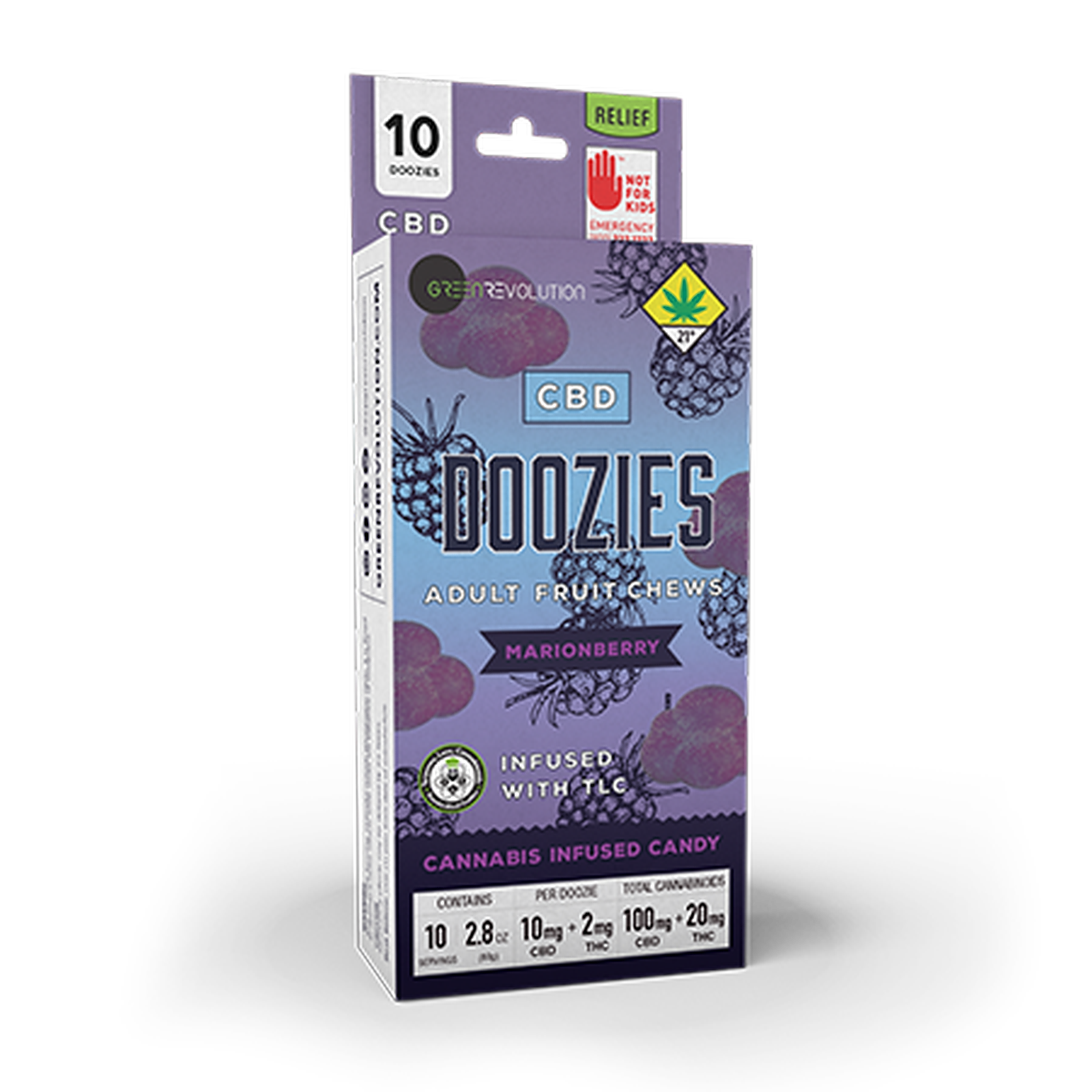 5:1 CBD Marionberry (Relief) Doozies 120mg 10-pack - Edibles