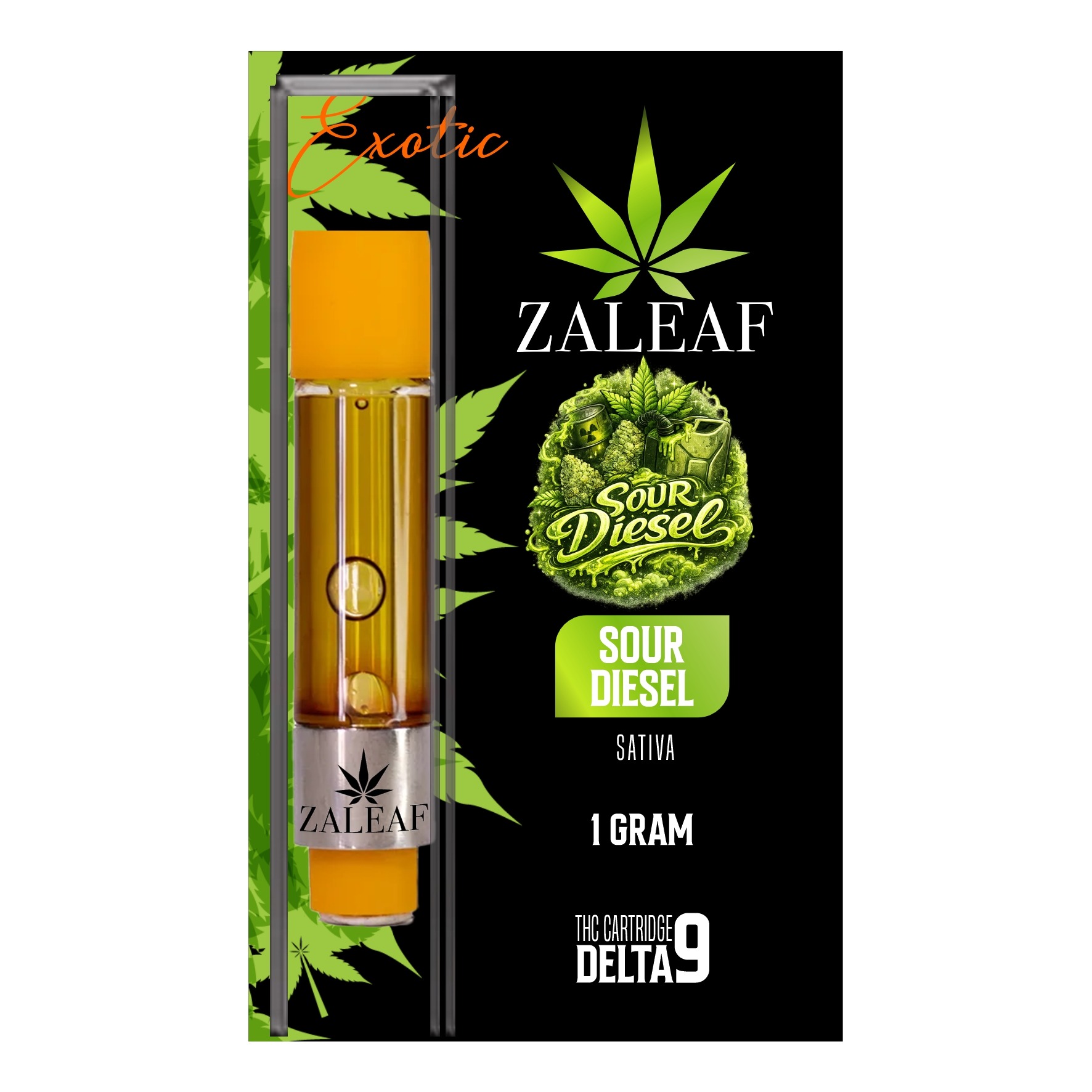 ZALEAF Delta-9 Vape Cartridge – 1G Premium THC Sour Diesel - Sativa - Concentrates