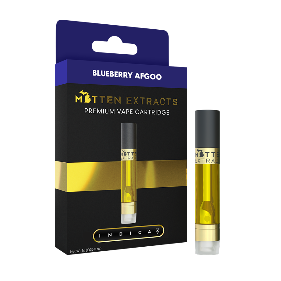 Mitten Extracts - Blueberry Afgoo 1g Vape Cartridge (Indica) - Cartridges