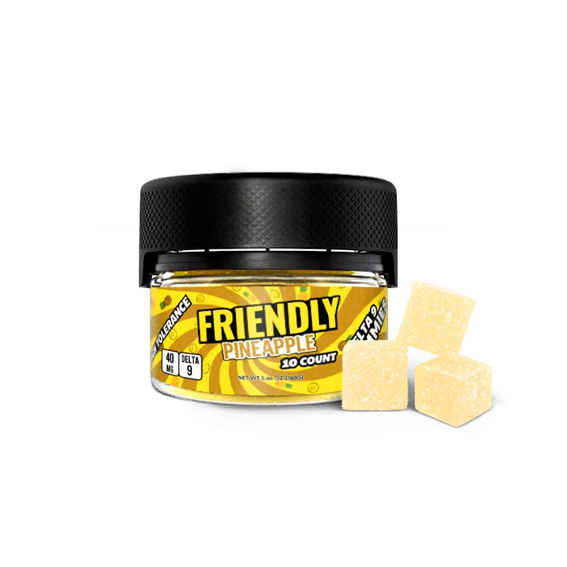 Friendly Delta 9 40MG Gummy Pineapple - 10 Count - Edibles