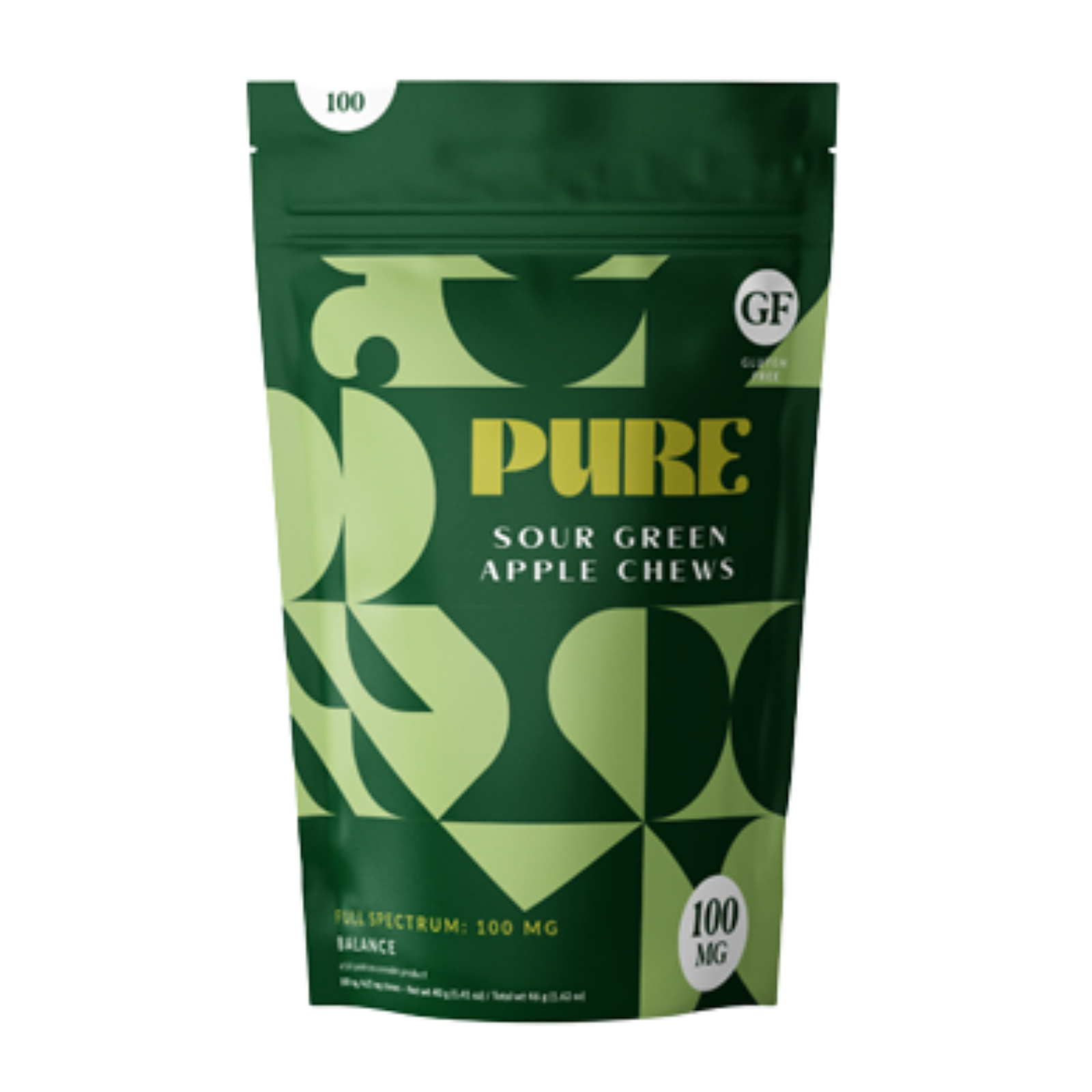 Pure Chews 100mg Sour Green Apple - Edibles